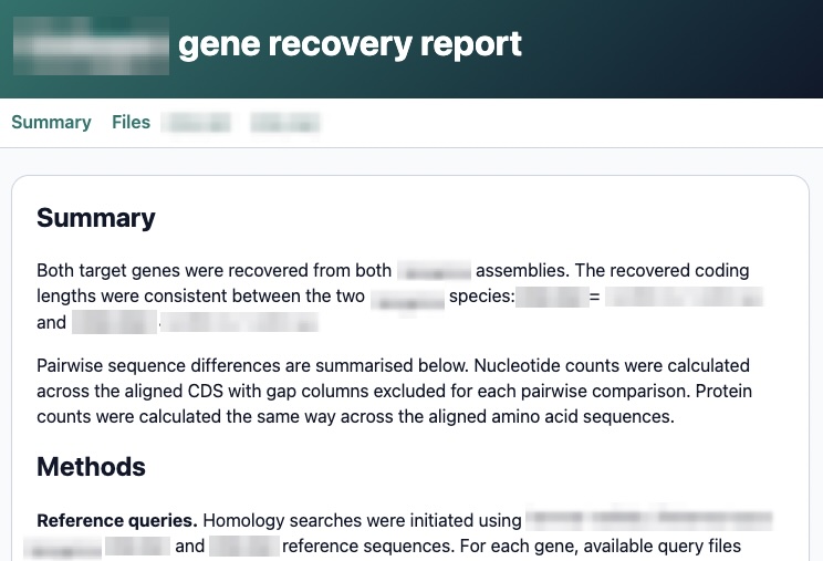 Eukaryotic gene recovery report